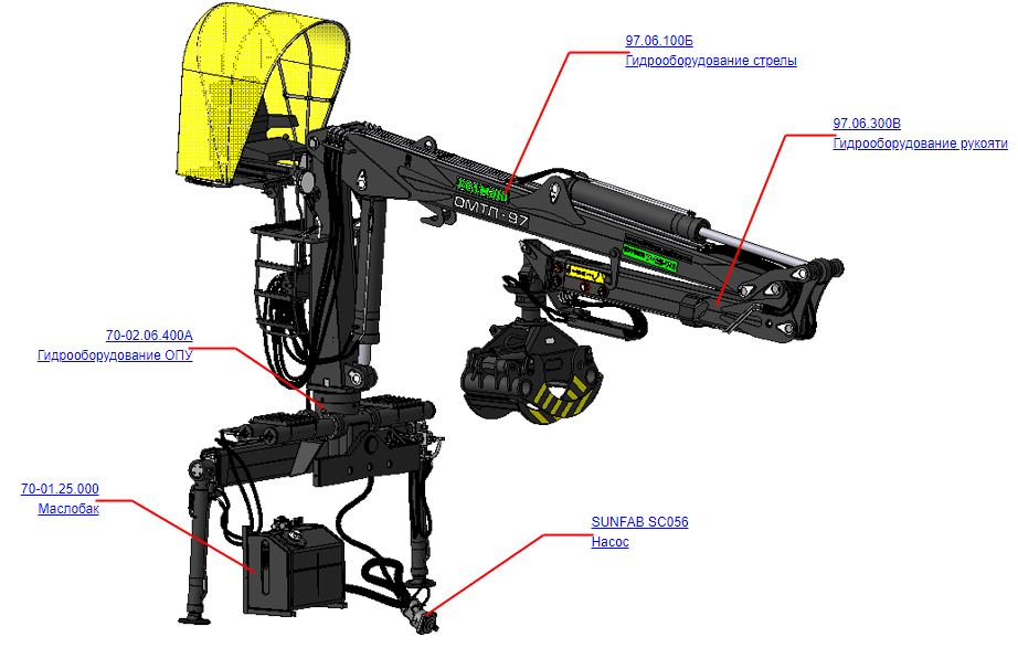 Запчасти гидрооборудование для крана-манипулятора ОМТЛ-97 Велмаш