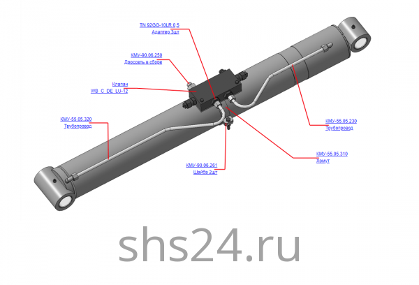 КМУ-55.05.300 Установка гидрозамка на цилиндр рукояти для КМУ (ВЕЛМАШ) запчасти на манипулятор для КМУ-55 Велмаш
