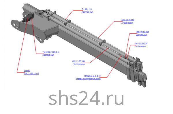 КМУ-55.05.500 Гидрооборудование рукояти для КМУ (ВЕЛМАШ) запчасти на манипулятор для КМУ-55 Велмаш