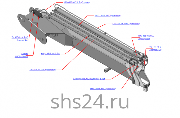 КМУ-130-2.1.06.300 Гидрооборудование рукояти для КМУ (ВЕЛМАШ) запчасти на манипулятор для КМУ-130 Велмаш
